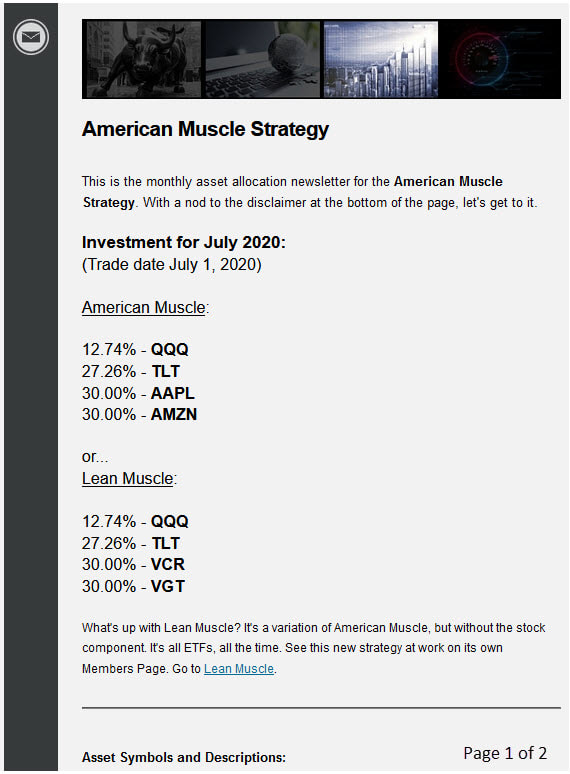 Sample Newsletter - American Muscle Monthly ETF Rotation Strategy